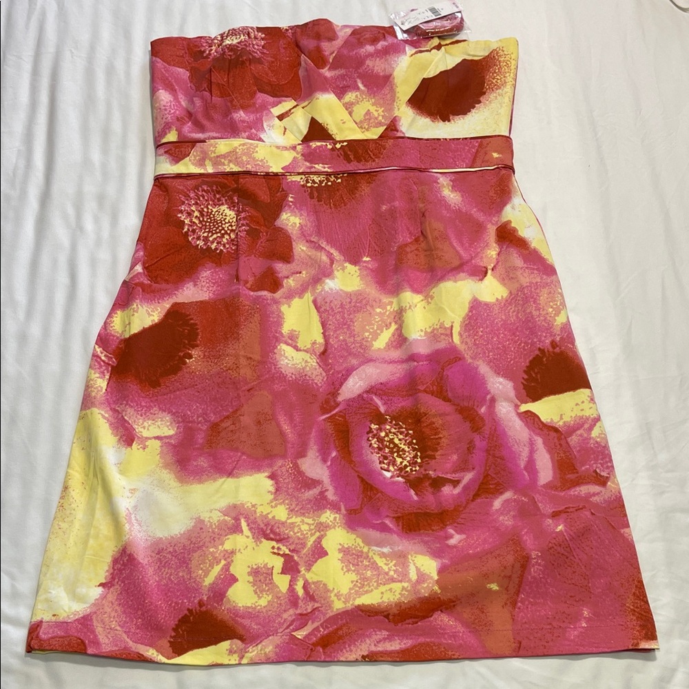 New York & Company Floral Dress - Pink and Yellow